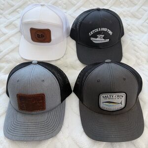Set of Four Trucker Hats in White and Gray
